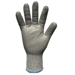 ANSI Cut Level 3 Polyurethane Coated Salt and pepper HPPE Cut Resistant Gloves for glass cutting sheet metal handling