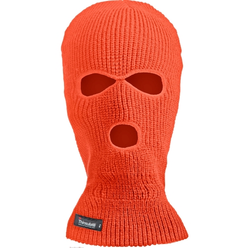 Thinsulate insulated lined Acrylic knitted Three holes Hi Vis Fluorescent Balaclava for Balaclava Mask for Ski Cycling Chilled room Freezer