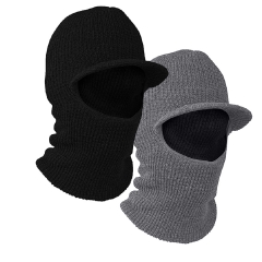 One hole Open Face Double layer Acyrylic knitted Balaclava Face Mask with Brim Visor