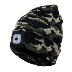 Winter Thermal Acrylic Knitted Turn up Camo Beanie Hat for Hunting Hiking Fishing