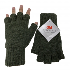 Winter Thermal Warm Ragg Wool Knitted 40g Thinsulate Insulation Fingerless Safety Work Gloves