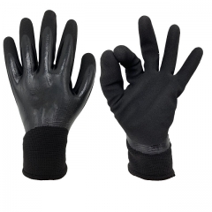 Winter Cold Weather Two Layers Nitrile Coated Thermal Waterproof work safety Gloves for wet and Oil Work