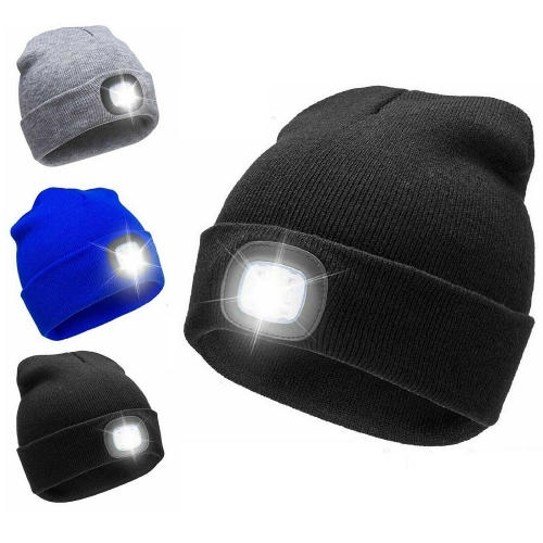 Winter warm USB Rechargeable Christmas Led light torch knitted beanie cap for Fishing,Work,Camping, Hunting, Running