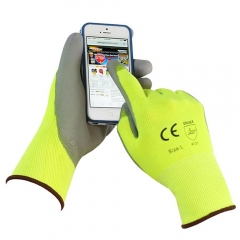 Flexible Polyurethane palm coated work glove with Touch screen compatible fingertips