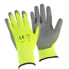 Flexible Polyurethane palm coated work glove with Touch screen compatible fingertips