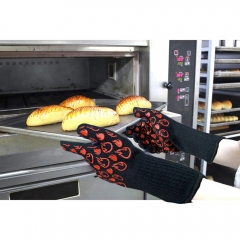EN407 Level 4 Flame Retardant Aramid Heat resistant Cool hand Grill BBQ Gloves for Kitchen Fireplace Oven Barbecue Grilling