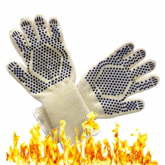 500 Degree Flame Retardant High Heat Resistant Kitchen Pot Holder Oven Cooking Gloves with Silicone Grip palm