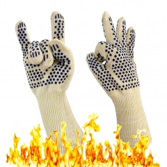 500 Degree Flame Retardant High Heat Resistant Kitchen Pot Holder Oven Cooking Gloves with Silicone Grip palm