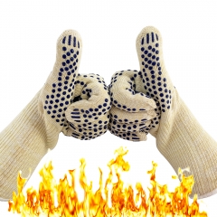 500 Degree Flame Retardant High Heat Resistant Kitchen Pot Holder Oven Cooking Gloves with Silicone Grip palm