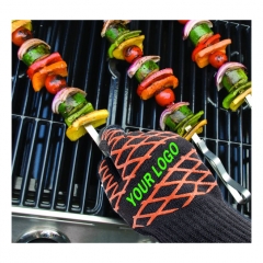Fire Protective 500 Degree High Heat Resistant Kitchen Oven Silicone BBQ Gloves Pit Mitt or Grilling Fireplace Baker