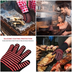 Free sample Customized Aramid Grill Barbecue Glove 1472F Extreme Heat Resistant Glove Oven BBQ Gloves for Kitchen Cooking