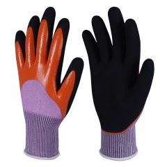 ANSI cut level A3 15G Waterproof Double Dip full Sandy nitrile coated HPPE cut resistant work glove