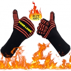 Deliwear Heat Resistant Custom Oven Mitts and Potholders BBQ Silicone Dots Grill Gloves Garden Barbecue Grilling Fireplace Tools