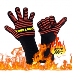 Deliwear Heat Resistant Custom Oven Mitts and Potholders BBQ Silicone Dots Grill Gloves Garden Barbecue Grilling Fireplace Tools