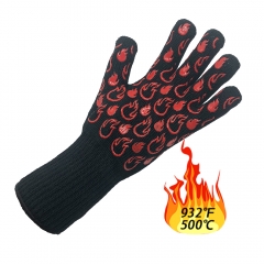 Deliwear Anti Fire Heat Resistant Oven Gloves Mitt BBQ Grill Cooking Non Slip with Silicone Grip Dots Hot Pot Holder Kitchen