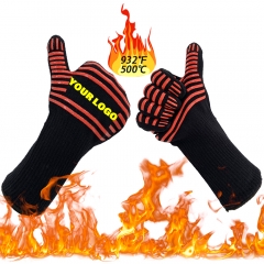 Silicone Dot Aramid Heat Resistant Grilling Gloves BBQ Kitchen Accessories Oven Mitt Cooking Baking Hot Pot Holder Barbecue Tool