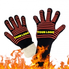 Custom Kitchen Heat Resistant BBQ Gloves Grilling Chef Oven Gloves Cooking Barbecue Mitts Flame Retardant