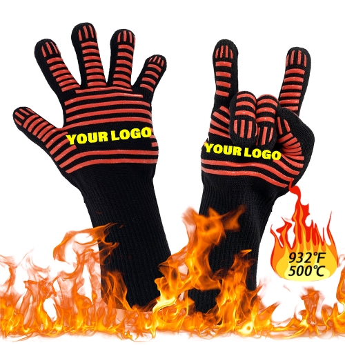 Custom Kitchen Heat Resistant BBQ Gloves Grilling Chef Oven Gloves Cooking Barbecue Mitts Flame Retardant