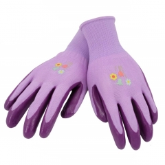 Deliwear Wholesale Ladies Children Floral Nitrile Coated Garden Work Gloves for Planting Weeding Seeding