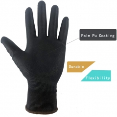 Custom Logo EN388 White Black Nylon Polyurethane Palm Fit Coated safety hand Work glove PU Dipped Anti Static ESD Glove CE Cheap