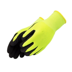 EN511 Hi Viz Double Fleece Lining Rubber Coating Cold Storage Safety Work Gloves for Winter Low Temperature Freezer Warehouse