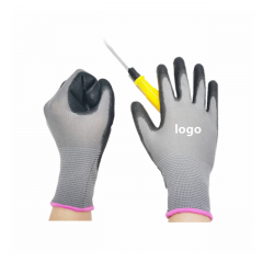13G custom logo glove nylon pu protective inexpensive safety gloves pu labor guante polyurethane dipped gloves carpenter DIY