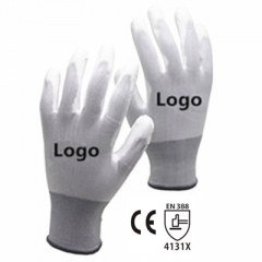13G knitted EN388 pu gloves multipurpose protective guante white safety glove flexible work pu gloves firm grip for general work