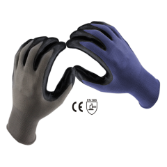 hot selling nylon gloves nitrile firm grip wholesale dexterity nitrile gloves ce cuff flexible black for construction masonry