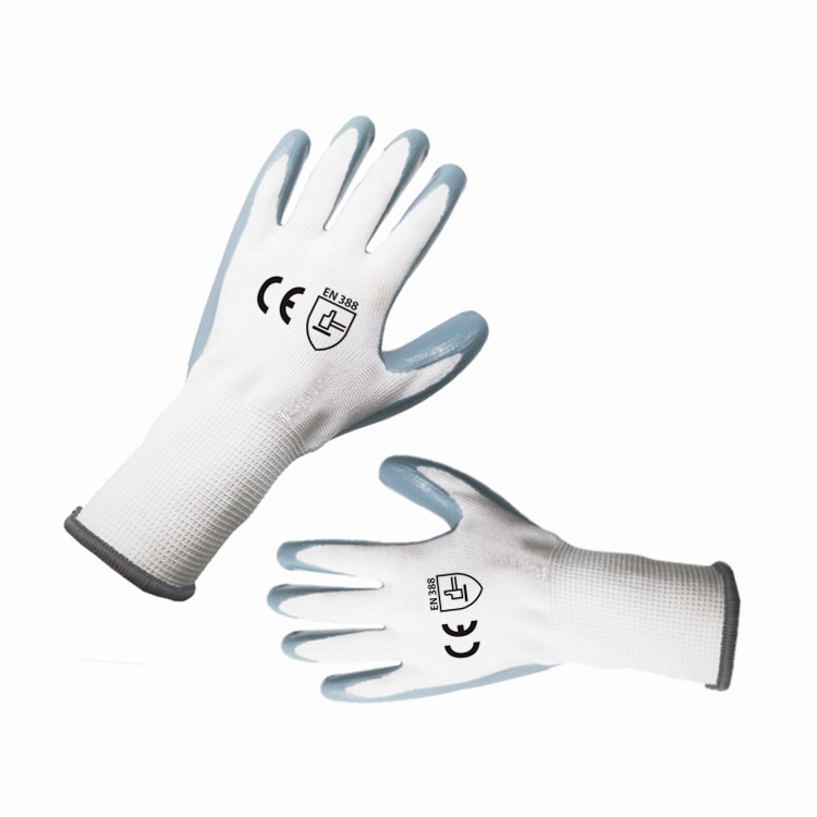 13G knit nitrile glove supplier wholesale nitrile coated work gloves breathable glove nitrile