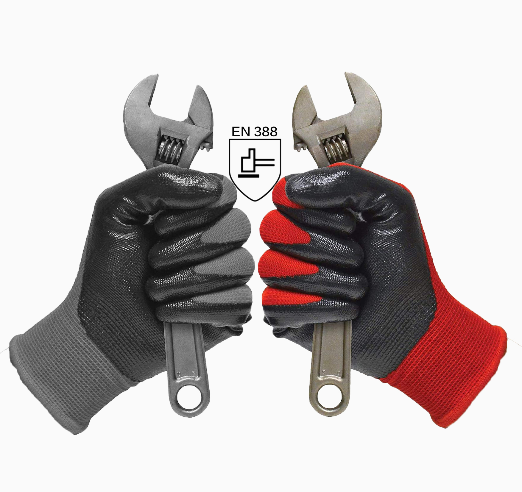 Custom Logo Red Black Coated Oil Wet Grip work gloves Man Rubber Nitrile Palm Dipped safety glove Women Mechanic Construction