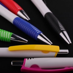 Simple slim plastic ball pen with colorful grip