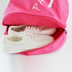 Nylon Drawstring Backpack Bag With Shoe Compartment