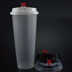 Economy Plastic Cup with Straw Slotted Lid
