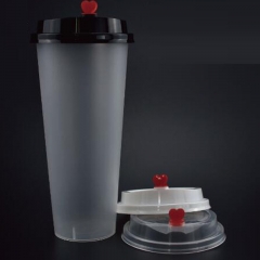 Economy Plastic Cup with Straw Slotted Lid