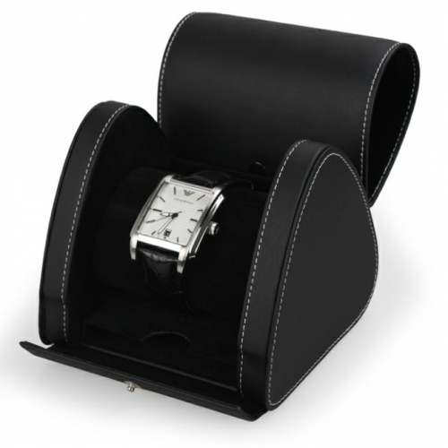 Custom New design flip top black single watch packaging box