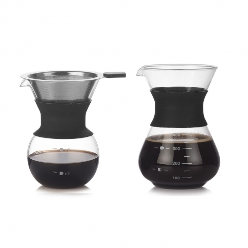 400ml high borosilicate pour over dripper coffee glass makers pot 2022 with coffee filter screen