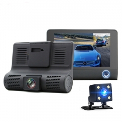1080P T319 HD Car Camera Recorder Dual Lens Dash Cam with Front Back and Inside Cameras