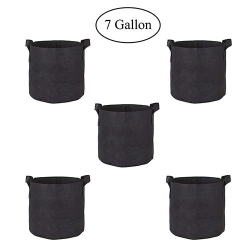 Fasunry Grow Bags 7 Gallon, 5 Pack Durable Fabric Planting Pots with Strap Handles, Perfect for Vegetables and Fruits