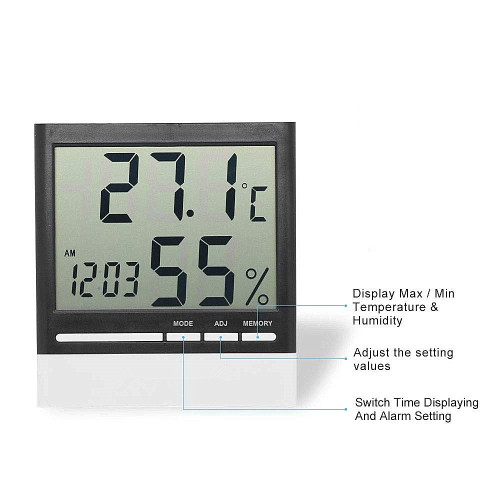 DIGITAL THERMOMETER HYGROMETER CLOCK