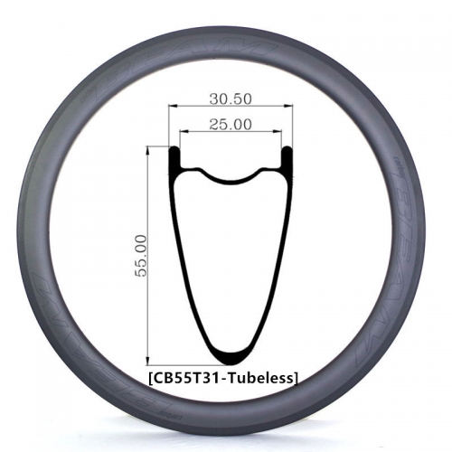 [CB55T31-700C] Only 460g NEW CX Gravel Bike 55mm Depth 700C Carbon Fiber Road Rim Tubeless Hookless carbon rims