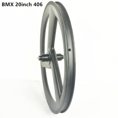 [CBRD406Z3] 20inch 406 carbon 3 spoke wheels  BMX bicycle carbon road/track/fixed/disc tri spoke wheels