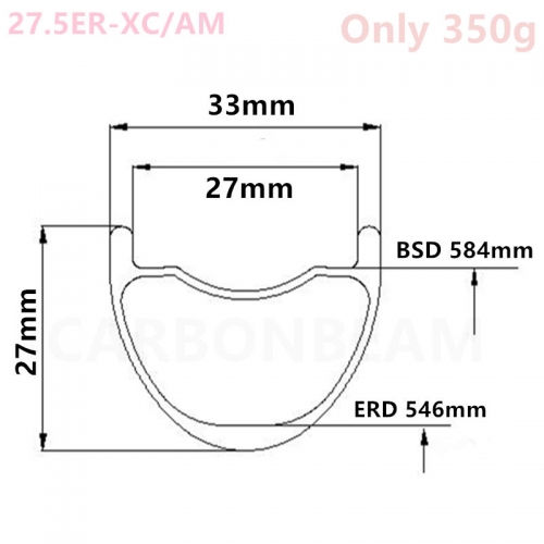 [CBXCAM33] Only 365g 33mm Width 27mm Depth Symmetric 29er 650B Carbon Fiber Mountain Bike Clincher Tubeless Compatible XC AM 27.5er carbon mtb rims