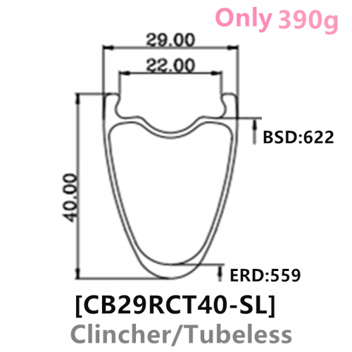 [CB29RCT40-SL] 700C T800 NEW Gravel  Road Bike 29mm wide 40mm Depth 700C Carbon Fiber Rim Clincher Tubeless Compatible rims