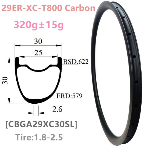 [CBGA29XC30SL] 2021 New Premium T1000 Only Asymmetric 320g 30mm Width 29er mtb Carbon wheel Mountain Bike Tubeless Hookless 29inch carbon mtb rims