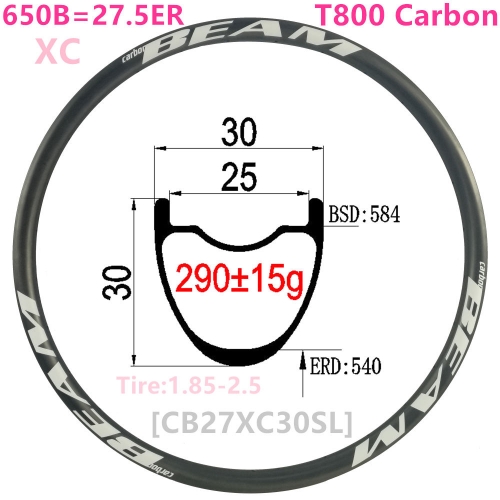 [CB27XC30SL] Only 290g ULTRALIGHT 30mm Width 27.5er Carbon Fiber Mountain Bike Clincher Tubeless Compatible 27.5inch MTB rims