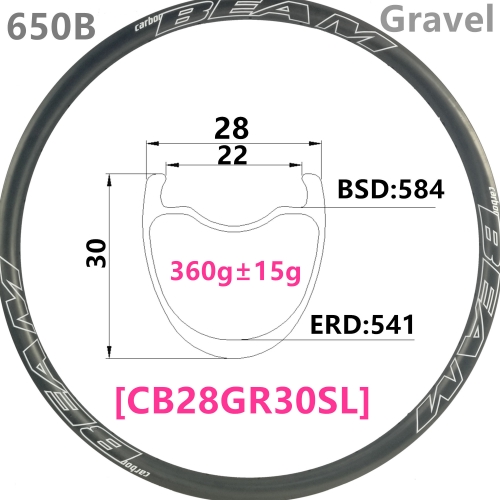 [CB28HT30SL-650B] NEW Gravel Bike 30mm Depth 650B Carbon Fiber Rim Clincher Tubeless Compatible 27,5ER Gravel rims