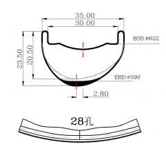 [CBLA29XC3523SL] 2024 New Desgin Only 335g T1000 35mm Width 23.5mm Depth Internal 30mm Asymmetric 29er Carbon Fiber Mountain Bike Hookles Tubeless rim