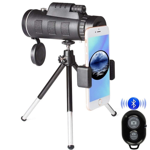 Jiusion Telescope 12X50 High Power Prism Monocular and Waterproof Fogproof Shockproof Adult Scope with Phone Clip and Bluetooth Remote Control