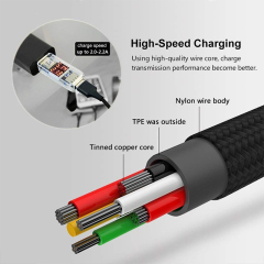 Anyfe Micro 3 in 1 Nylon Cable,High Speed Data and Charging with Micro USB / Type C / Lightning Cables