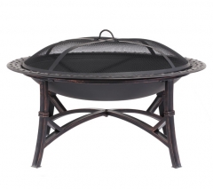 29" steel fire pit outdoor fire bowl round fire pit